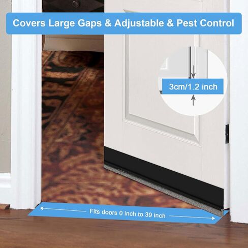 2 PCS Door Draft Stoppers with Brush, Door Sweep for Bottom of Door, Soundproof Door Sealer for Exterior/Interior Doors and Dust/Noise/Hot or Cold Air Insulation, 2" W x 39" L (White) in Saudi Arabia