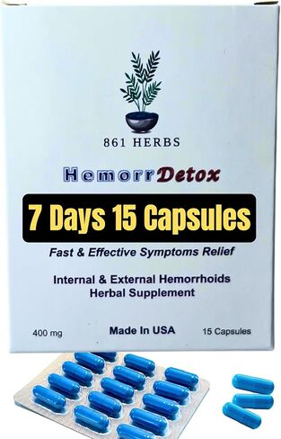 Hemorrhoid Detox 7 Days 15 Capsules,Addresses Underlying Causes, Natural Relief,Vein Purification in Saudi Arabia