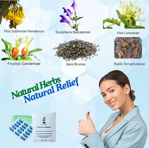 Hemorrhoid Detox 7 Days 15 Capsules,Addresses Underlying Causes, Natural Relief,Vein Purification in Saudi Arabia