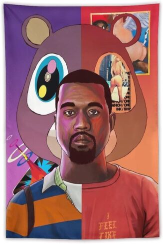 gbax The Kanye غلاف الألبوم مغني الراب نسيج العلم للمنزل كلية النوم لغرفة النوم جدار ديكور 40 * 60in in Saudi Arabia