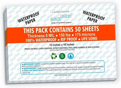 WATERPROOF PAPER | 25 SHEETS, THICKNESS 8 MIL 150 LB, SYNTHETIC PAPER, 8.5X11 from HIGHH IMAGE | PRINT WITH LASER PRINTERS | OFFICE PRINTERS in Kuwait