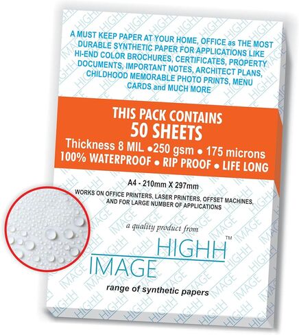 WATERPROOF PAPER | 25 SHEETS, THICKNESS 8 MIL 150 LB, SYNTHETIC PAPER, 8.5X11 from HIGHH IMAGE | PRINT WITH LASER PRINTERS | OFFICE PRINTERS in Kuwait