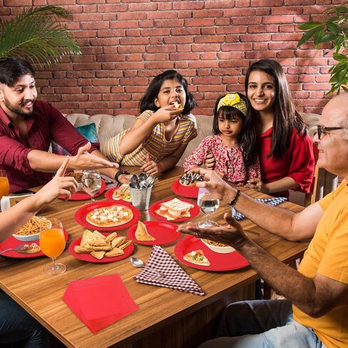 Ruisita 48 Pieces Red Party Supplies Solid Red Tableware Including 7 Inch and 9 Inch Paper Dinner Plates 2 Ply Napkins for Wedding, Birthday Party, Picnic, Barbecue (Serves 16) in Saudi Arabia