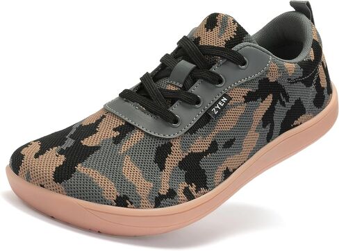 ZYEN Wide Toe Box Barefoot Shoes for Men Camo Walking Shoes Zero Drop Minimalist Sneakers Size 7-14 in Saudi Arabia