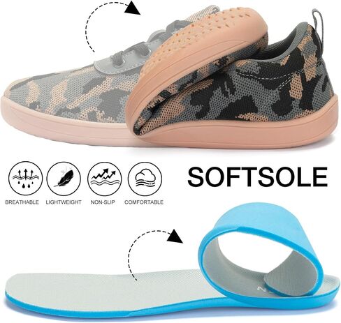 ZYEN Wide Toe Box Barefoot Shoes for Men Camo Walking Shoes Zero Drop Minimalist Sneakers Size 7-14 in Saudi Arabia