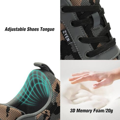 ZYEN Wide Toe Box Barefoot Shoes for Men Camo Walking Shoes Zero Drop Minimalist Sneakers Size 7-14 in Saudi Arabia
