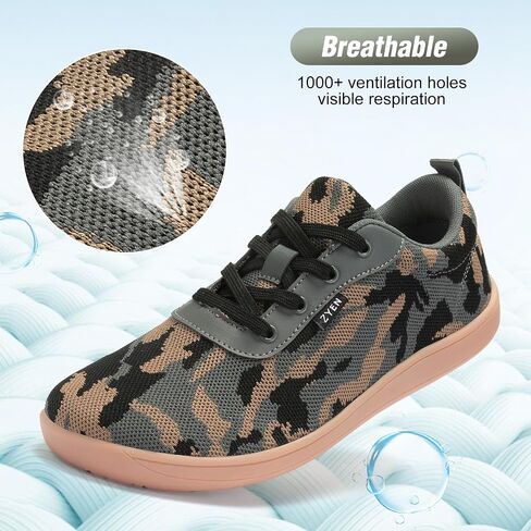 ZYEN Wide Toe Box Barefoot Shoes for Men Camo Walking Shoes Zero Drop Minimalist Sneakers Size 7-14 in Saudi Arabia