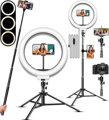 ضوء حلقة سيلفي مع حامل وحامل هاتف، ضوء حلقة RGB 10 بوصة للتصوير الفوتوغرافي/يوتيوب/تسجيل الفيديو/مدونات الفيديو/المكياج/البث المباشر/TikTok in Saudi Arabia