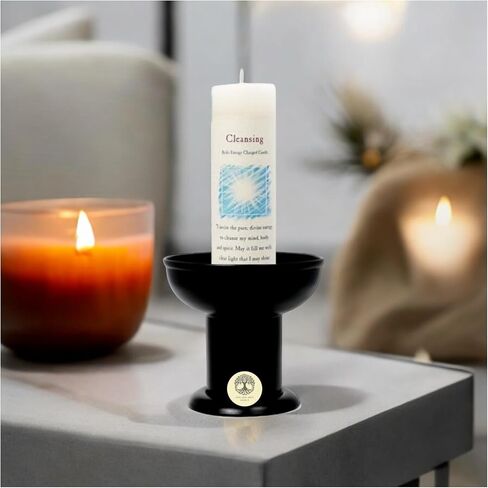 Herbal Candle 1.5"" x 7"" with Black Pillar Holder (Money) Set by Healing Arts World in Saudi Arabia