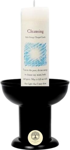 Herbal Candle 1.5"" x 7"" with Black Pillar Holder (Money) Set by Healing Arts World in Saudi Arabia