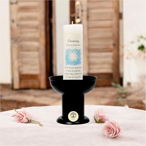 Herbal Candle 1.5"" x 7"" with Black Pillar Holder (Money) Set by Healing Arts World in Saudi Arabia