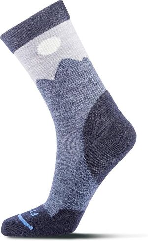 FITS Light Hiker – Crew: Contour Hugging Cushioned Outdoor Socks for Hiking, Camping, Trekking, Fishing, Navy / Lt Grey, Small in Saudi Arabia
