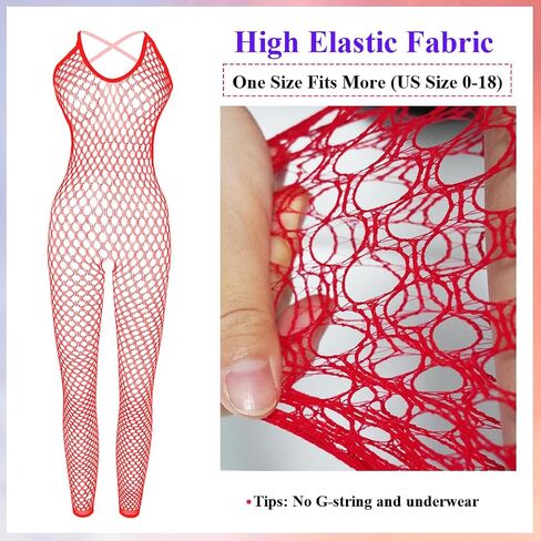 Women's Royal Blue Fishnet Lingerie, Sexy Fishnet Bodystockings, One Piece Mesh Babydoll Bodysuit with Stockings, Jumpsuit Underwear Nightwear in Kuwait