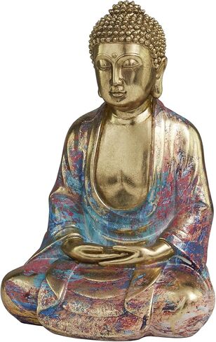 The Novogratz Resin Buddha Decorative Sculpture Home Decor Statue, Accent Figurine 8" x 6" x 12", Multi Colored in Kuwait