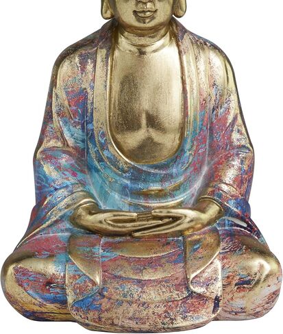 The Novogratz Resin Buddha Decorative Sculpture Home Decor Statue, Accent Figurine 8" x 6" x 12", Multi Colored in Kuwait