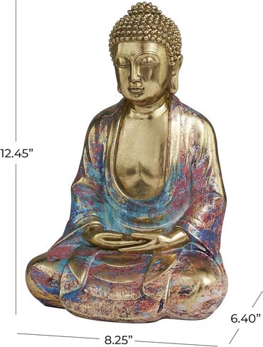 The Novogratz Resin Buddha Decorative Sculpture Home Decor Statue, Accent Figurine 8" x 6" x 12", Multi Colored in Kuwait