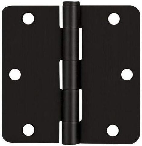 12 Pack - Cosmas Flat Black Door Hinge 3.5" Inch x 3.5" Inch with 1/4" Inch Radius Corners - 37595 in Saudi Arabia