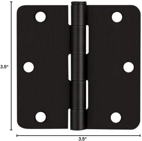 12 Pack - Cosmas Flat Black Door Hinge 3.5" Inch x 3.5" Inch with 1/4" Inch Radius Corners - 37595 in Saudi Arabia