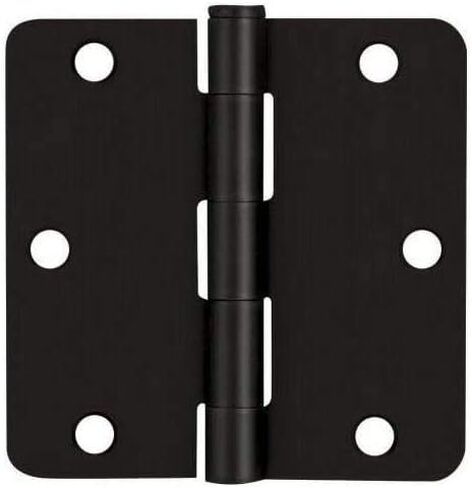 12 Pack - Cosmas Flat Black Door Hinge 3.5" Inch x 3.5" Inch with 1/4" Inch Radius Corners - 37595 in Saudi Arabia