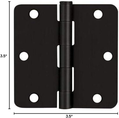 12 Pack - Cosmas Flat Black Door Hinge 3.5" Inch x 3.5" Inch with 1/4" Inch Radius Corners - 37595 in Saudi Arabia