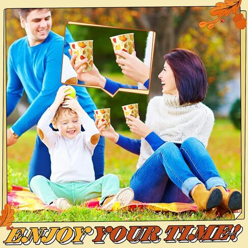 100 Pcs 9 oz Fall Cups Autumn Disposable Cold Paper Cups, Thanksgiving Party Supplies Maple Leaves Paper Cups for Kids Adults Coffee Juice Hot Drink Disposable Cups for Parties Dinner Picnic Wedding in Saudi Arabia