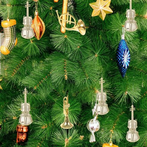 Toyvian 12pcs Musical Instrument Christmas Ornaments Xmas Tree Hanging Decorations Golden Silver Violin Trumpet Hanging Tree Decor Musical Instrument Model Tree Ornament in Saudi Arabia