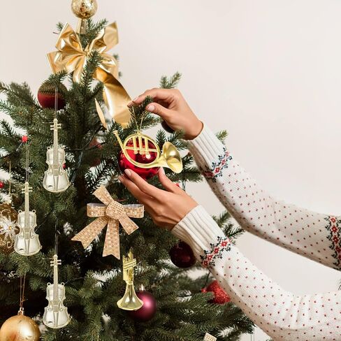 Toyvian 12pcs Musical Instrument Christmas Ornaments Xmas Tree Hanging Decorations Golden Silver Violin Trumpet Hanging Tree Decor Musical Instrument Model Tree Ornament in Saudi Arabia