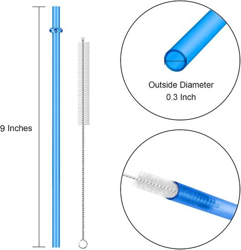 12 Pieces 11 Inches Reusable Plastic Straws for Tall Cups and Tumblers, BPA-Free Unbreakable Clear Colored Replacement Drinking Straws with 1 Cleaning Brush, Not Dishwasher Safe in Saudi Arabia