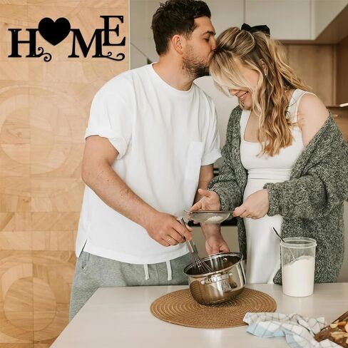 Generic ديكور جدار المنزل، علامة كلمة المنزل المعدنية جدار الفن، ديكور المنزل جدار علامة معدنية، ديكورات المنزل للمنزل، 15X5.9 بوصة ديكور جدار الفن، ديكورات الحائط علامة المنزل، أسود in Saudi Arabia