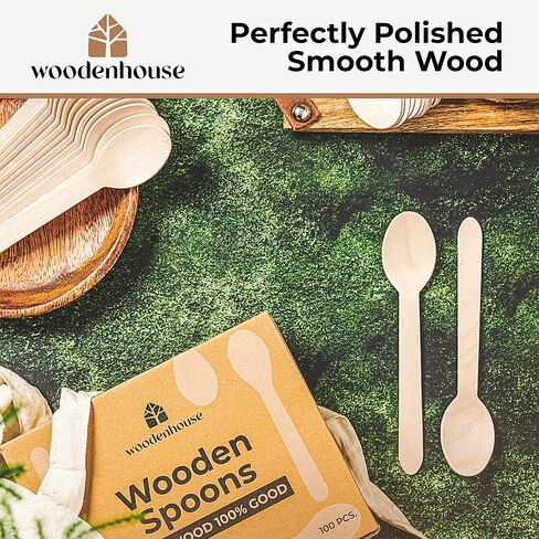 Disposable Wooden Spoons Set of 250 pcs – Biodegradable Utensils, Eco–Friendly & Compostable Disposable Cutlery – Perfect for Parties, Events & Catering - Wooden Spoons Disposable Wooden Cutlery in Saudi Arabia