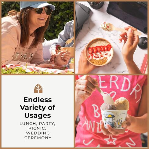 Disposable Wooden Spoons Set of 250 pcs – Biodegradable Utensils, Eco–Friendly & Compostable Disposable Cutlery – Perfect for Parties, Events & Catering - Wooden Spoons Disposable Wooden Cutlery in Saudi Arabia