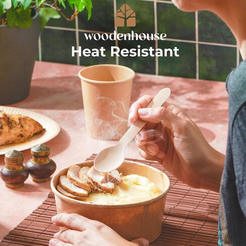 Disposable Wooden Spoons Set of 250 pcs – Biodegradable Utensils, Eco–Friendly & Compostable Disposable Cutlery – Perfect for Parties, Events & Catering - Wooden Spoons Disposable Wooden Cutlery in Saudi Arabia