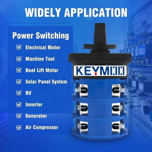 KEYMOO 125A Rotary Changeover Switch, 660V 3 Position 3 Phase 12 Terminals,2- Way 3NO 3NC Universal Selector Switch 125/D303.3 in Saudi Arabia