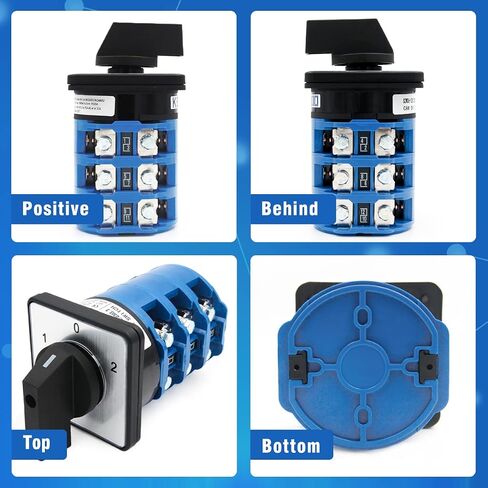 KEYMOO 125A Rotary Changeover Switch, 660V 3 Position 3 Phase 12 Terminals,2- Way 3NO 3NC Universal Selector Switch 125/D303.3 in Saudi Arabia