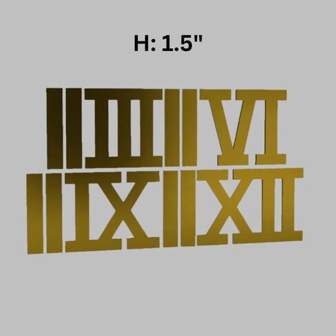 Krishta Mirrored Clock Roman Numbers with Dashes for Resin Clock- Acrylic Laser Cut- 12 Pcs Set of Hour Marks for Clocks (1 Inch) (Mirror Gold) in Saudi Arabia
