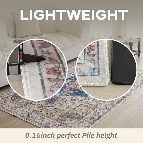 سجادة منطقة KEKUOU مقاس 2 × 4 سجادة قابلة للغسل، سجادة أرضية طاردة للماء غير قابلة للانزلاق للمدخل، المطبخ، المدخل الداخلي للباب الأمامي، الدخول، غرفة الأطفال (2'* 4'، أزرق/متعدد) in Kuwait