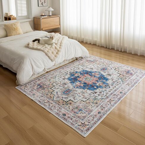 سجادة منطقة KEKUOU مقاس 2 × 4 سجادة قابلة للغسل، سجادة أرضية طاردة للماء غير قابلة للانزلاق للمدخل، المطبخ، المدخل الداخلي للباب الأمامي، الدخول، غرفة الأطفال (2'* 4'، أزرق/متعدد) in Kuwait