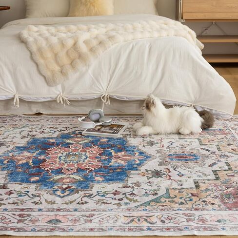 سجادة منطقة KEKUOU مقاس 2 × 4 سجادة قابلة للغسل، سجادة أرضية طاردة للماء غير قابلة للانزلاق للمدخل، المطبخ، المدخل الداخلي للباب الأمامي، الدخول، غرفة الأطفال (2'* 4'، أزرق/متعدد) in Kuwait