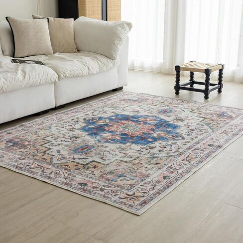 سجادة منطقة KEKUOU مقاس 2 × 4 سجادة قابلة للغسل، سجادة أرضية طاردة للماء غير قابلة للانزلاق للمدخل، المطبخ، المدخل الداخلي للباب الأمامي، الدخول، غرفة الأطفال (2'* 4'، أزرق/متعدد) in Kuwait