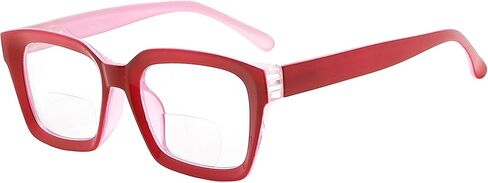 Eyekepper Bifocal Reading Glasses Women Stylish Bifocal Readers Clear Lens Oversize - Red +3.00 in Saudi Arabia
