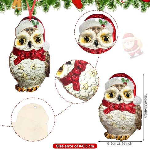 30 Pieces Owl Ornaments Pygmy Owl Wooden Ornaments Christmas Tree Decorations Owl Hanging Ornaments for Xmas Tree Home Mantel Fireplace Holiday Party Favor in Kuwait