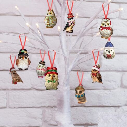 30 Pieces Owl Ornaments Pygmy Owl Wooden Ornaments Christmas Tree Decorations Owl Hanging Ornaments for Xmas Tree Home Mantel Fireplace Holiday Party Favor in Kuwait