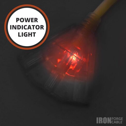 IRON FORGE CABLE 3 أقدام مضاءة في الهواء الطلق سلك تمديد GFCI مع 3 منافذ طاقة كهربائية - 12/3 SJTW كابل تمديد ضفيرة أصفر شديد التحمل مع 3 قابس مؤرض للسلامة، 15 أمبير in Kuwait