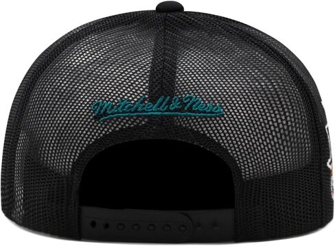 Mitchell & Ness San Jose Sharks NHL Script Trucker Mesh Snapback Hat Cap - Black in Saudi Arabia