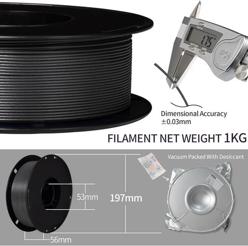 خيوط معدنية PETG 1.75 مم، خيوط طباعة ثلاثية الأبعاد TINMORRY PETG، متوافقة مع طابعة Bambu Lab FDM ثلاثية الأبعاد، 1 كجم، فضي in Kuwait