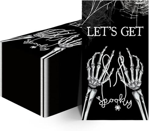Horaldaily 100 Halloween Disposable Paper Decorative Guest Napkins, Black Cobweb Skeleton Scary Themed Hand Towel for Party Lunch Dinner Kitchen Bathroom in Saudi Arabia