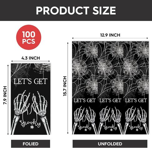 Horaldaily 100 Halloween Disposable Paper Decorative Guest Napkins, Black Cobweb Skeleton Scary Themed Hand Towel for Party Lunch Dinner Kitchen Bathroom in Saudi Arabia