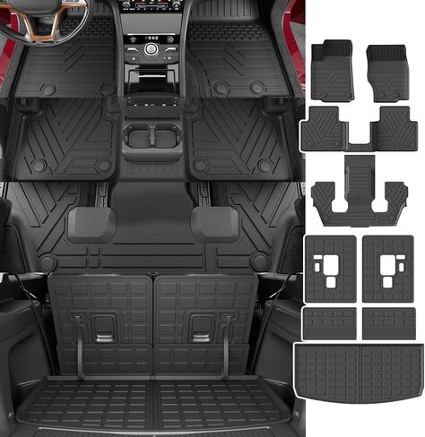 powoq Trunk Mat Compatible with 2021-2024 Jeep Grand Cherokee L&Overland Backrest Mat Replacement for Grand Cherokee L 2021-2024 Accessories(Fit Grand Cherokee L, Rear Trunk Mat+Rear Backrest Mat) in Kuwait