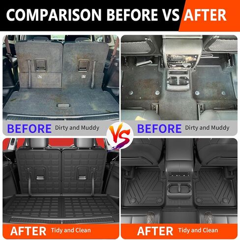 powoq Trunk Mat Compatible with 2021-2024 Jeep Grand Cherokee L&Overland Backrest Mat Replacement for Grand Cherokee L 2021-2024 Accessories(Fit Grand Cherokee L, Rear Trunk Mat+Rear Backrest Mat) in Kuwait