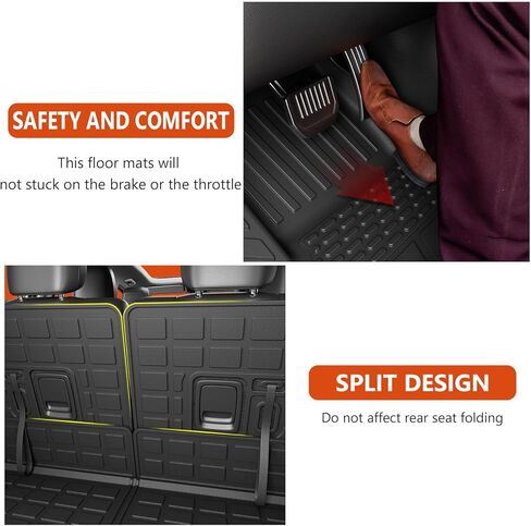 powoq Trunk Mat Compatible with 2021-2024 Jeep Grand Cherokee L&Overland Backrest Mat Replacement for Grand Cherokee L 2021-2024 Accessories(Fit Grand Cherokee L, Rear Trunk Mat+Rear Backrest Mat) in Kuwait